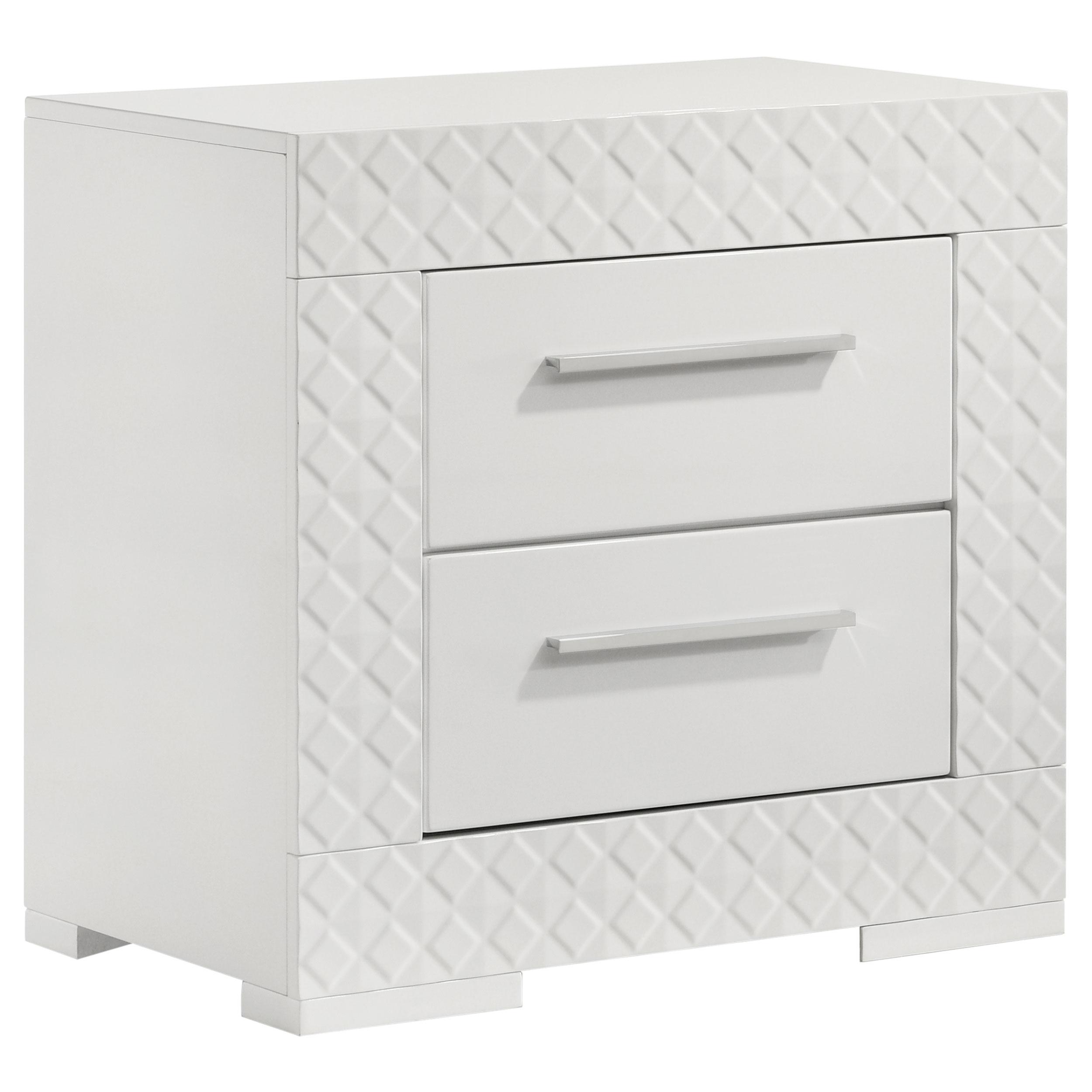 Coaster Furniture Ives 224942 2-Drawer Nightstand Bedside Table - White High Gloss IMAGE 1